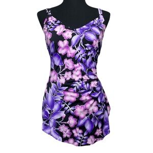 Vintage Maxine of Hollywood Floral One Piece Swimsuit Size 12